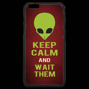 Coque iPhone 6 Plus Premium Keep Calm and Wait Alien Rouge