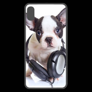 Coque  iPhone XS Max Premium Bulldog français avec casque de musique