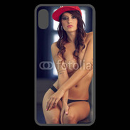 Coque  iPhone XS Max Premium Charmante brune avec casquette rouge