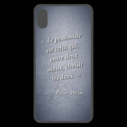 Coque  iPhone XS Max Premium Pessimiste Bleu Citation Oscar Wilde