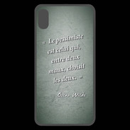 Coque  iPhone XS Max Premium Pessimiste Vert Citation Oscar Wilde