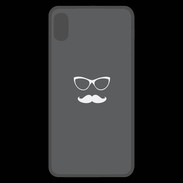 Coque  iPhone XS Max Premium moustache gris & blanc