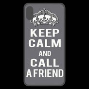 Coque  iPhone XS Max Premium Keep Calm Call friend Gris