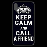 Coque  iPhone XS Max Premium Keep Calm Call friend Noir
