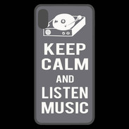 Coque  iPhone XS Max Premium Keep Calm Listen music Gris