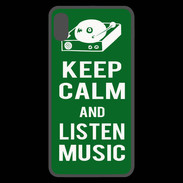 Coque  iPhone XS Max Premium Keep Calm Listen music Vert
