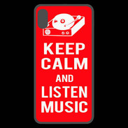 Coque  iPhone XS Max Premium Keep Calm Listen music Rouge
