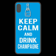 Coque  iPhone XS Max Premium Keep Calm Drink champagne Cyan