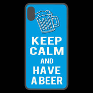 Coque  iPhone XS Max Premium Keep Calm Have a beer Cyan
