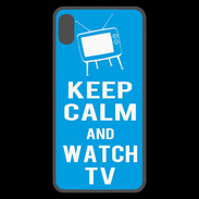 Coque  iPhone XS Max Premium Keep Calm Watch TV Cyan