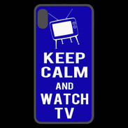 Coque  iPhone XS Max Premium Keep Calm Watch TV Bleu