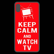 Coque  iPhone XS Max Premium Keep Calm Watch TV Rouge