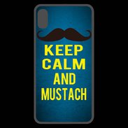 Coque  iPhone XS Max Premium Keep Calm and Mustach Bleu