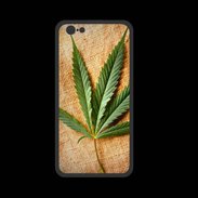 Coque  Iphone 8 PREMIUM Feuille de cannabis sur toile beige