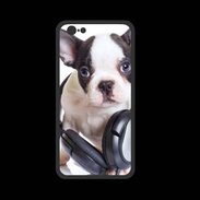 Coque  Iphone 8 PREMIUM Bulldog français avec casque de musique