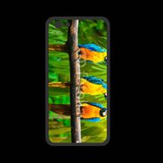 Coque  Iphone 8 PREMIUM Trois perroquets bleu et jaune
