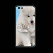 Coque  Iphone 8 PREMIUM Chien blanc et paire de chaussons