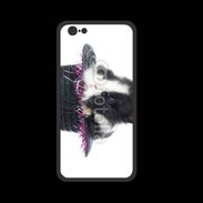 Coque  Iphone 8 PREMIUM Lapin noir et blanc dans un chapeau
