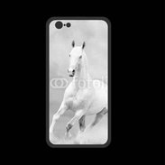 Coque  Iphone 8 PREMIUM Cheval en noir et blanc 55