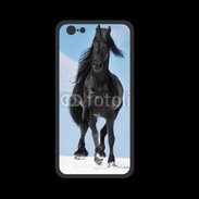 Coque  Iphone 8 PREMIUM Cheval Friesian noir 100
