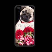 Coque  Iphone 8 PREMIUM Chiot et fleurs rouges