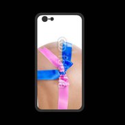 Coque  Iphone 8 PREMIUM Femme enceinte avec ruban bleu et rose