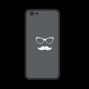 Coque  Iphone 8 PREMIUM moustache gris & blanc