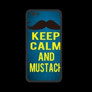 Coque  Iphone 8 PREMIUM Keep Calm and Mustach Bleu
