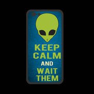 Coque  Iphone 8 PREMIUM Keep Calm and Wait Alien Bleu