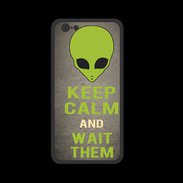 Coque  Iphone 8 PREMIUM Keep Calm and Wait Alien Gris
