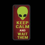 Coque  Iphone 8 PREMIUM Keep Calm and Wait Alien Rouge