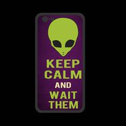 Coque  Iphone 8 PREMIUM Keep Calm and Wait Alien Violet