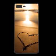 Coque  Iphone 8 Plus PREMIUM Coeur sur la plage avec couché de soleil