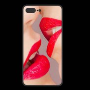 Coque  Iphone 8 Plus PREMIUM Bouche sexy Lesbienne et rouge à lèvres gloss