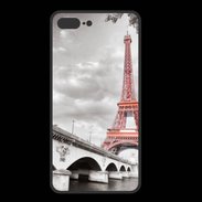 Coque  Iphone 8 Plus PREMIUM Tour Eiffel rouge sur fond en noir et blanc