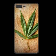 Coque  Iphone 8 Plus PREMIUM Feuille de cannabis sur toile beige