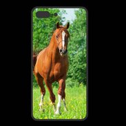 Coque  Iphone 8 Plus PREMIUM Cheval arabe robe marron et blanche