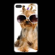Coque  Iphone 8 Plus PREMIUM Chien Yorkie avec lunette de soleil