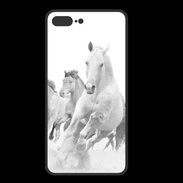 Coque  Iphone 8 Plus PREMIUM Chevaux en noir et blanc