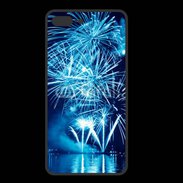 Coque  Iphone 8 Plus PREMIUM Feu d'artifice en noir et bleu