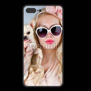 Coque  Iphone 8 Plus PREMIUM Femme glamour avec chihuahua