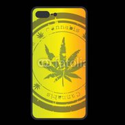 Coque  Iphone 8 Plus PREMIUM Marijuana stamp on rastafarian background