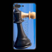 Coque  Iphone 8 Plus PREMIUM Pions de jeu d'échec sur fond bleu