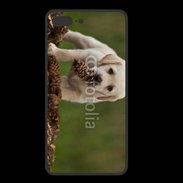 Coque  Iphone 8 Plus PREMIUM Chiot labrador avec pomme de pin