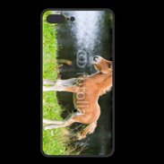Coque  Iphone 8 Plus PREMIUM Poulain marron et blanc