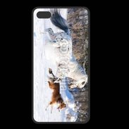 Coque  Iphone 8 Plus PREMIUM Cheval et chien dans la neige