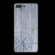 Coque  Iphone 8 Plus PREMIUM Rose des vents sur fond bois 500