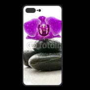 Coque  Iphone 8 Plus PREMIUM Orchidée violette sur galet noir