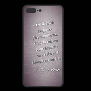Coque  Iphone 8 Plus PREMIUM Toujours amoureux Violet Citation Oscar Wilde