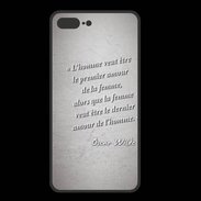 Coque  Iphone 8 Plus PREMIUM Homme veut Gris Citation Oscar Wilde
